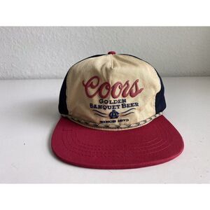 Coors Golden Banquet Beer Twill Rope Hat Tan Blue Red Retro SnapBack NEW